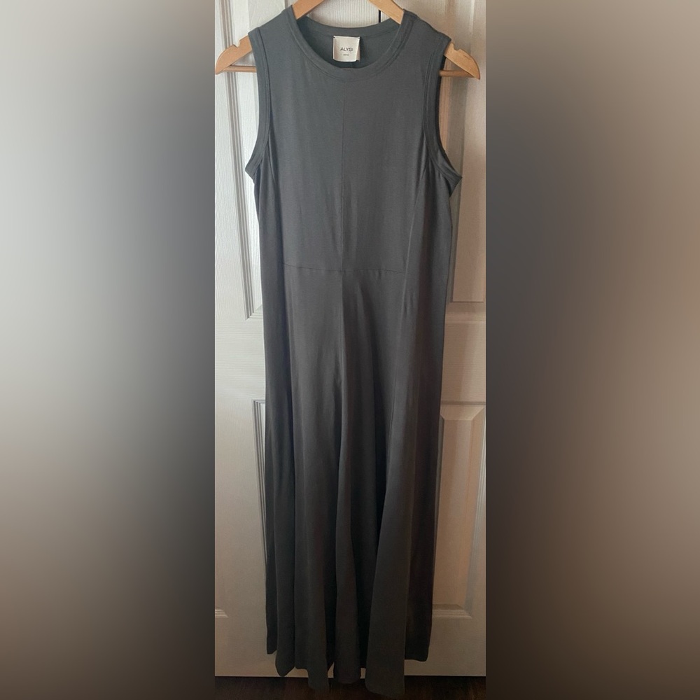 ALYSI crème Dark Gray Cotton Jersey Minimalist Maxi Tank Dress 6